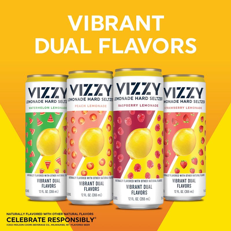 Vizzy Hard Seltzer Tangy Lemonade Variety Pack - 12pk/12 fl oz Slim Cans, 4 of 12