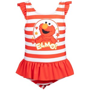 Sesame Street Elmo Girls One Piece Bathing Suit Toddler - 1 of 4
