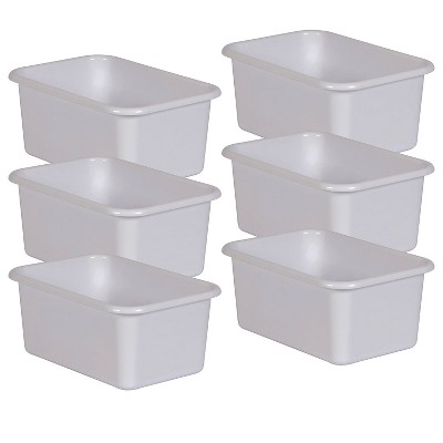 Teacher Created Resources Plastic Storage Bin Small 7.75 x 11.38 x 5  White Pack of 6