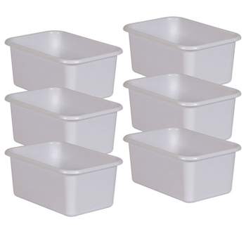 Teacher Created Resources Plastic Storage Bin Small 7.75" x 11.38" x 5"  White Pack of 6