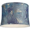 Springcrest 13" Top x 14" Bottom x 10" High x 10" Slant Print Lamp Shade Replacement Medium Saba Blue Drum Round Modern Softback Washer Harp Finial - 3 of 4