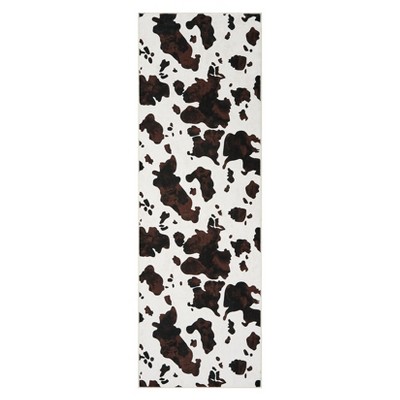 Adult Women Brown Highland Cow Print Rug for Boys Girls, Western Room Decor Carpet,Milk Cow Print Washable Decorative Rug for Living Room
