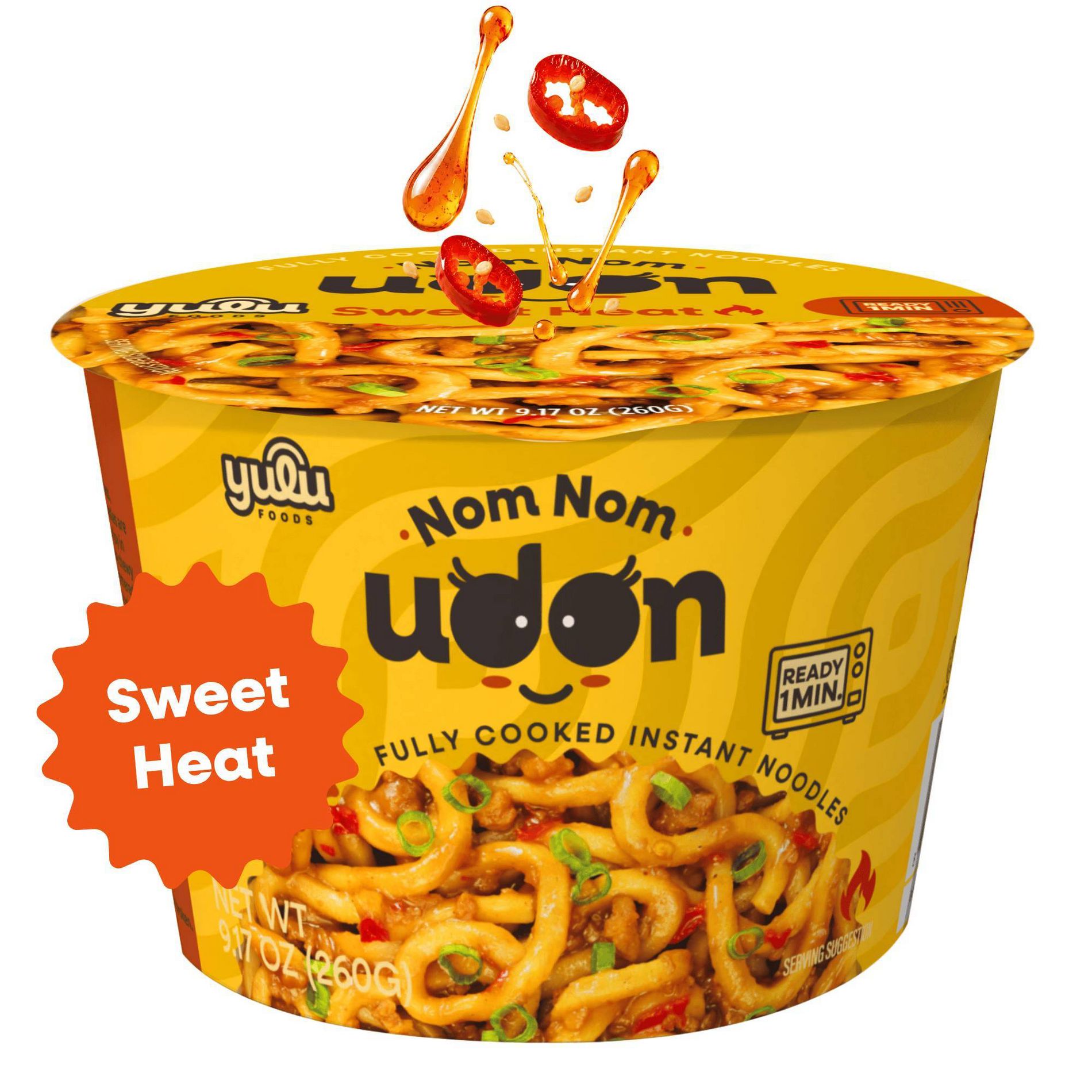 YULU Nom Nom Udon Sweet Heat Flavor Instant Noodles Cup - 9.17oz