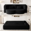 XINGHANZHENXUAN Teddy Fabric Floor Sofa, Full Size Convertible Sleeper with 2 Pillows for Living Room & Guest Use - 3 of 4