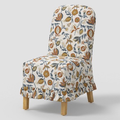 Rounded Back Slipcovered Dining Chair with Ruffle in Magdalena Floral Snowfall - Threshold™