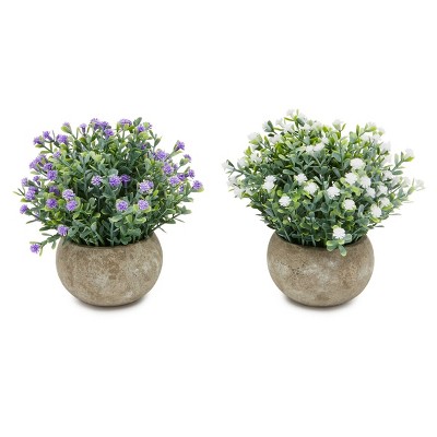 Okuna Outpost 2 Pack Small Artificial Potted Plants for Home Décor (6 x 3.5 in)