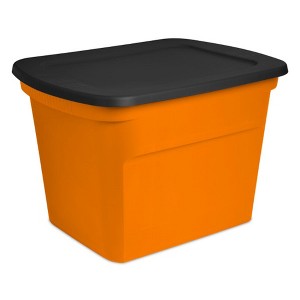 Sterilite 18 Gallon Orange Plastic Storage Container Bin Tote with Black Lid, Halloween - 1 of 4