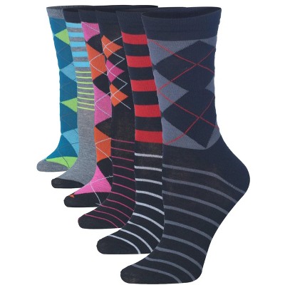 Tipi Toe Women's 6 Pack Colorful Patterned Lightweight Crew Socks