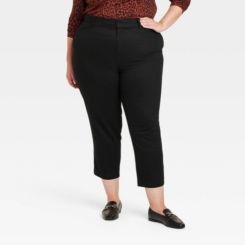 Women's High-rise Tapered Pants - Ava & Viv™ Black 30 : Target
