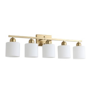 Maliang Gold Modern Vanity Light Over Mirror, Wall Sconces with Milky White Frosted Glass Shades, (Bulbs Not Included) - 1 of 4