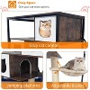 GustoWave Cat Litter Box Enclosure, Litter Box Furniture Hidden, Wooden Cat Washroom Furniture with Condo, Hammock, Brown - 3 of 4