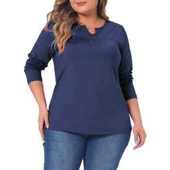 Agnes Orinda Women's Plus Size Long Sleeved Loose Casual Tunic Blouses