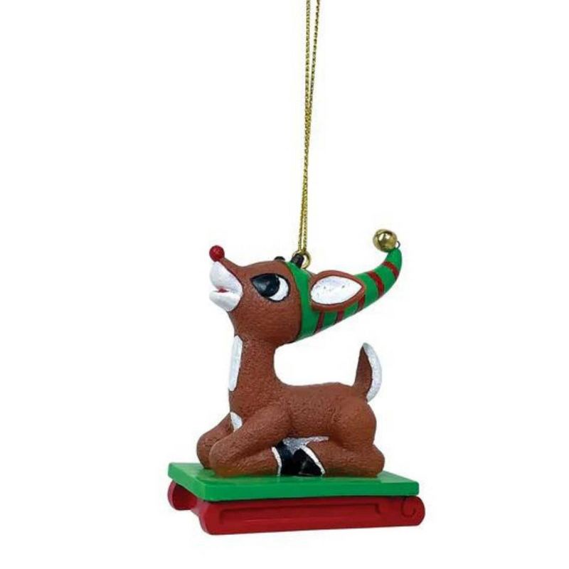 3.0 Inch Rudolph Sledding Ornament Red Nosed Reindeer Tree Ornaments, 2 of 4