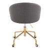 TiramisuBest Contemporary Grey Faux Leather Chair: Adjustable Height, Padded Seat, Gold Base (Indoor, 250 lbs Limit, Assembly) - 4 of 4