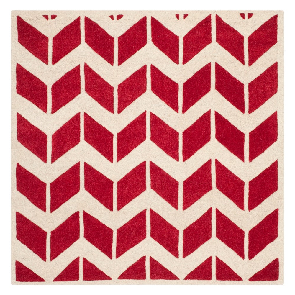  Square Kenan Solid Tufted Accent Rug Red/Ivory Square