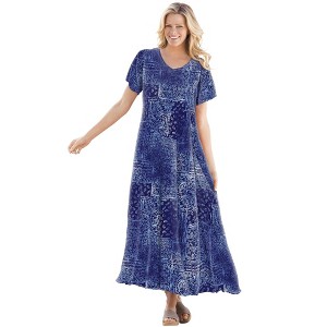 Woman Within Plus Size Petite Short-Sleeve Crinkle Dress - 1 of 4