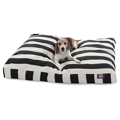Large Black and White Striped Polyester Dog Bed