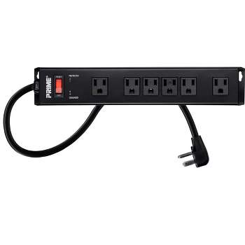 Monoprice Power & Surge - 6 Outlet Metal Surge Protector Power Strip - 15 Feet Cord - Black | 1150 Joules 15A / 125V / 1875W