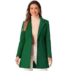 INSPIRE CHIC Women's Regular Fit Notched Lapel Long Sleeve Buttoned Classic Coat - 1 of 4