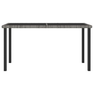 vidaXL Outdoor Dining Table Garden Porch Patio Table with Glass Top PE Rattan - 1 of 3