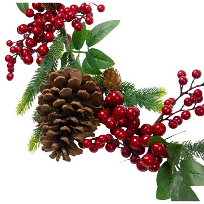 5' Artificial Red Berries and Pine Cones Christmas Garland