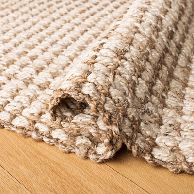 Ivory and Natural Jute Basket Weave 5' Square Rug