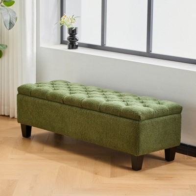 NicBex Rectangle Storage Ottoman for Bedroom,PU Storage Bench with Rubber Wood Legs,Ottoman for Living Room,Bedroom,Entryway