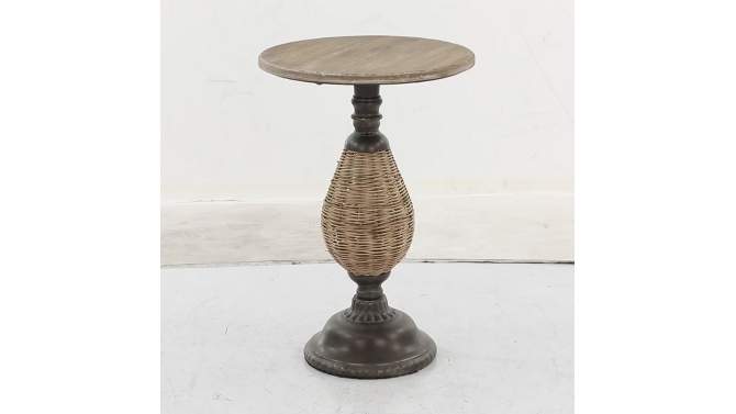 Farmhouse Metal Woven Pedestal Accent Table Brown - Olivia &#38; May, 2 of 9, play video