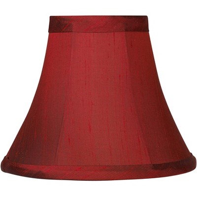Set of 4 Deep Red Faux Silk Bell Lamp Shades