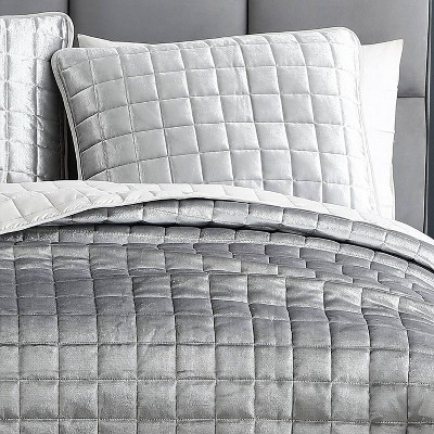Silver King Microfiber Reversible Coverlet and Sham Set