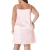 Agnes Orinda Women's Plus Size Satin V-Neck Sleeveles Lace Trim Nightgowns - 4 of 4