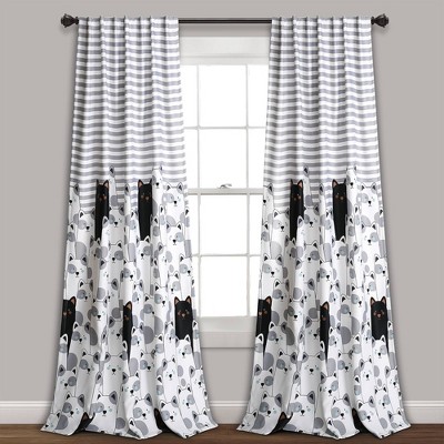 84"x52" Set of 2 Striped Bear Room Darkening Window Curtain Panels - Lush Décor