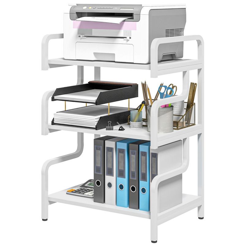 HOMCOM 3-Tier Storage Shelf, Metal Shelves for Storage for Home Office, Living Room, Industrial Printer Table, 4 of 7