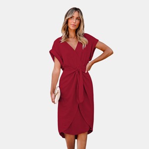 Women's Collared Front Twist Tulip Hem Midi Dress - Cupshe - 1 of 4