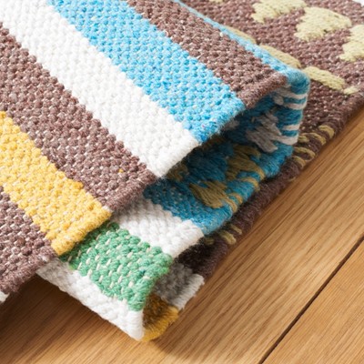 Coastal Breeze Aqua Stripe Hand-Woven Cotton 5' x 8' Area Rug