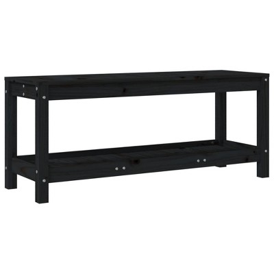 vidaXL Patio Bench, Black 42.5"x13.8"x17.7" Solid Wood Pine