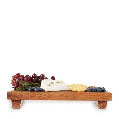 Rustic Acacia Wood Footed Serving Board Tray