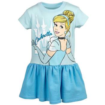 Disney Frozen Elsa Anna Moana Princess Rapunzel Jasmine Belle Girls French Terry Dress Toddler
