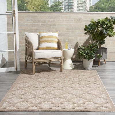 Natural Beige Synthetic Trellis Flat Woven 5' x 7' Rug