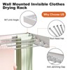 Laundry Drying Rack Wall Mount Indoor, Space Saving Wall Mounted Clothes Drying Rack with Aluminum Rods for Hanging Clothes - 3 of 4