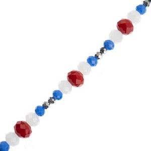 Crystal Lane DIY Designer 7in Bead Strand Glass Faceted Rondelle Red White Blue Mix - 1 of 4
