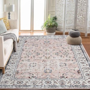 Area Rug for Hallways Kitchen Non Slip, Soft Floral Carpet Washable Rugs with Rubber Backing for Kitchen, Hallways, Laundry, Bedroom, Bathroom - 1 of 4