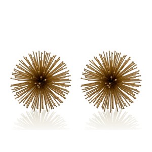HomeRoots Set of Two Gold Iron Decorative Spiky Sphere Tabletop Sculptures - 1 of 4