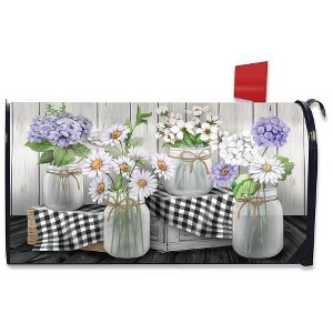 Briarwood Lane Checkered Mason Jars Spring Magnetic Mailbox Cover Daisies Floral Standard - 1 of 3