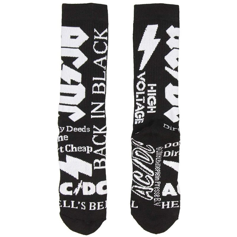 AC/DC Logo Athletic Crew Socks 2 Pair Pack For Men Multicoloured, 2 of 4
