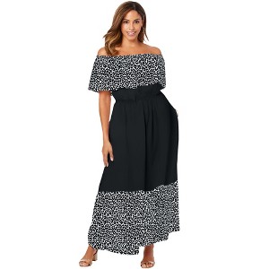 Jessica London Women's Plus Size Off-The-Shoulder Maxi Dress - 1 of 4
