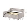 TiramisuBest Twin Size Daybed – Beige Linen & Weathered Oak Finish - 4 of 4