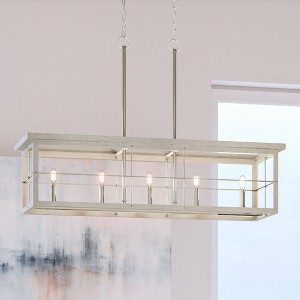 Urban Ambiance Luxury Modern Farmhouse Chandelier 11''H x 40''W,  Brushed Nickel Finish,  Ballina Collection, UHP3950 - 1 of 4