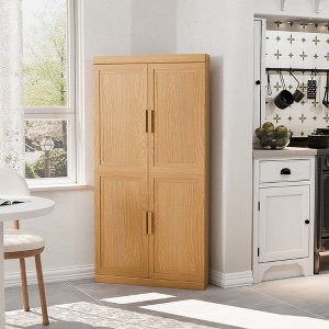 Wooakway Natural Wood/Black/Light Walnut/White Decorative Storage Cabinet Corner Kitchen Dining Cabinet Freestanding Cupboard Adjustable Shelves Home - 1 of 4