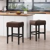 CAVINAS Faux Leather Bar Stools Set of 2,Counter Stools with Footrest,Kitchen Chair for Kitchen Island - 2 of 4